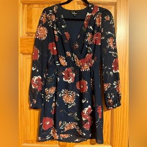 Lulu’s Navy floral print dress. Size Small. Only worn ONCE. Perfect condition.